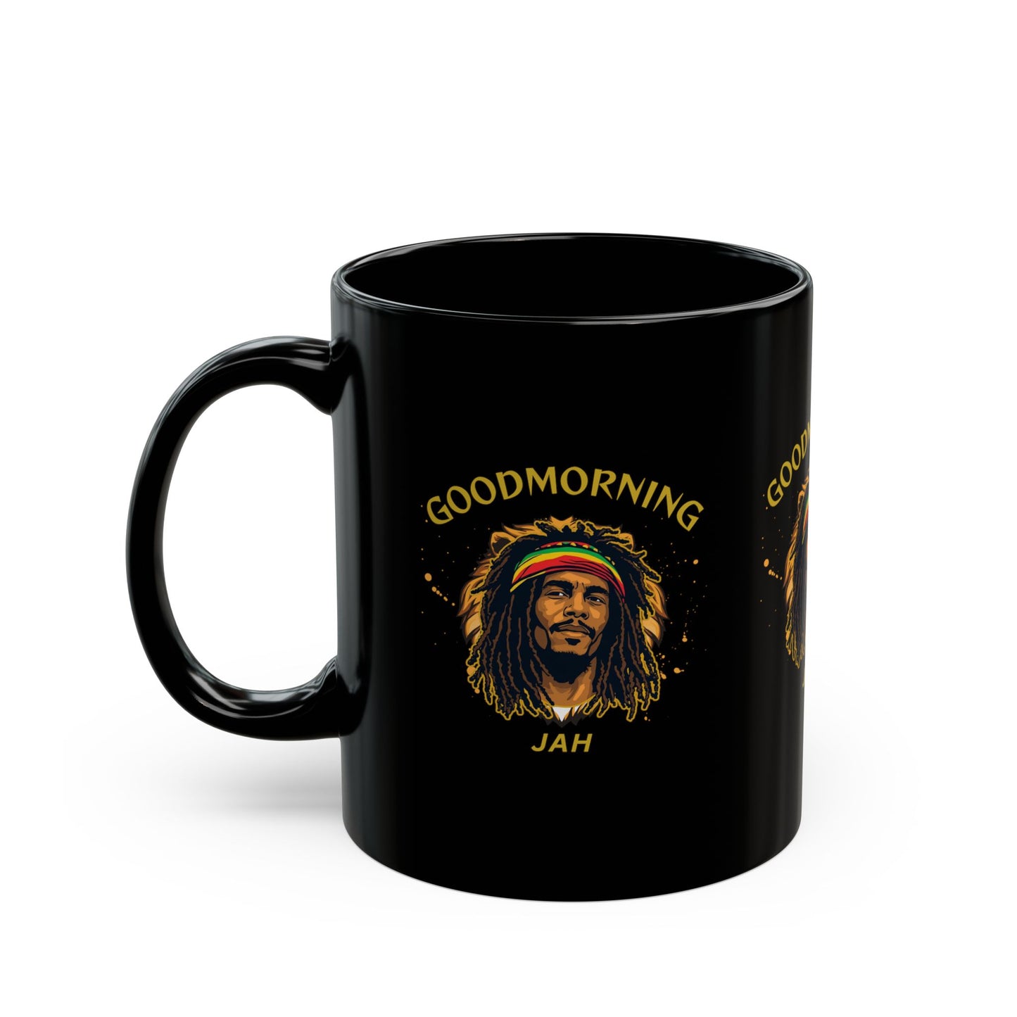 Good Morning Jah Black Mug — Reggae Rasta Coffee Cup