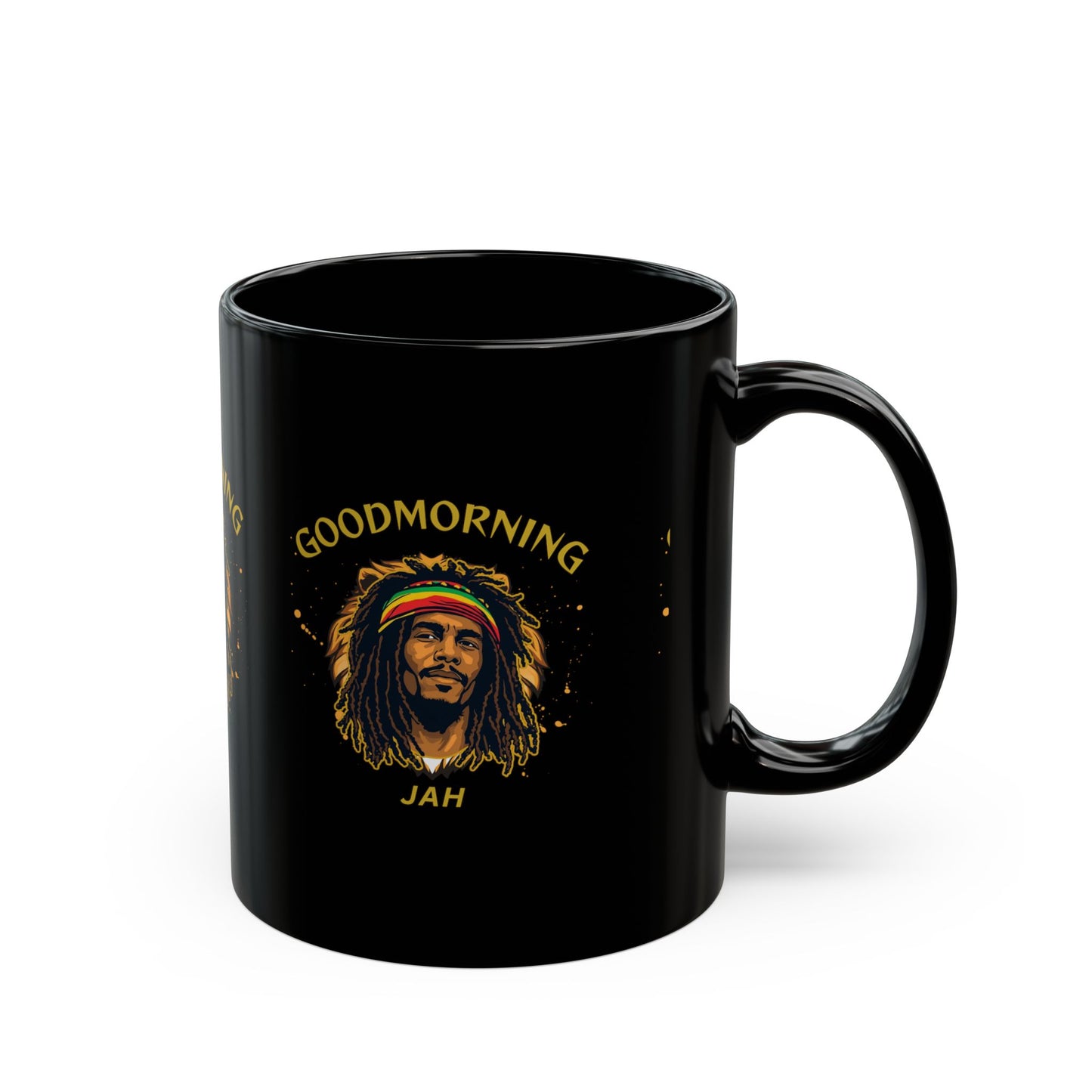 Good Morning Jah Black Mug — Reggae Rasta Coffee Cup