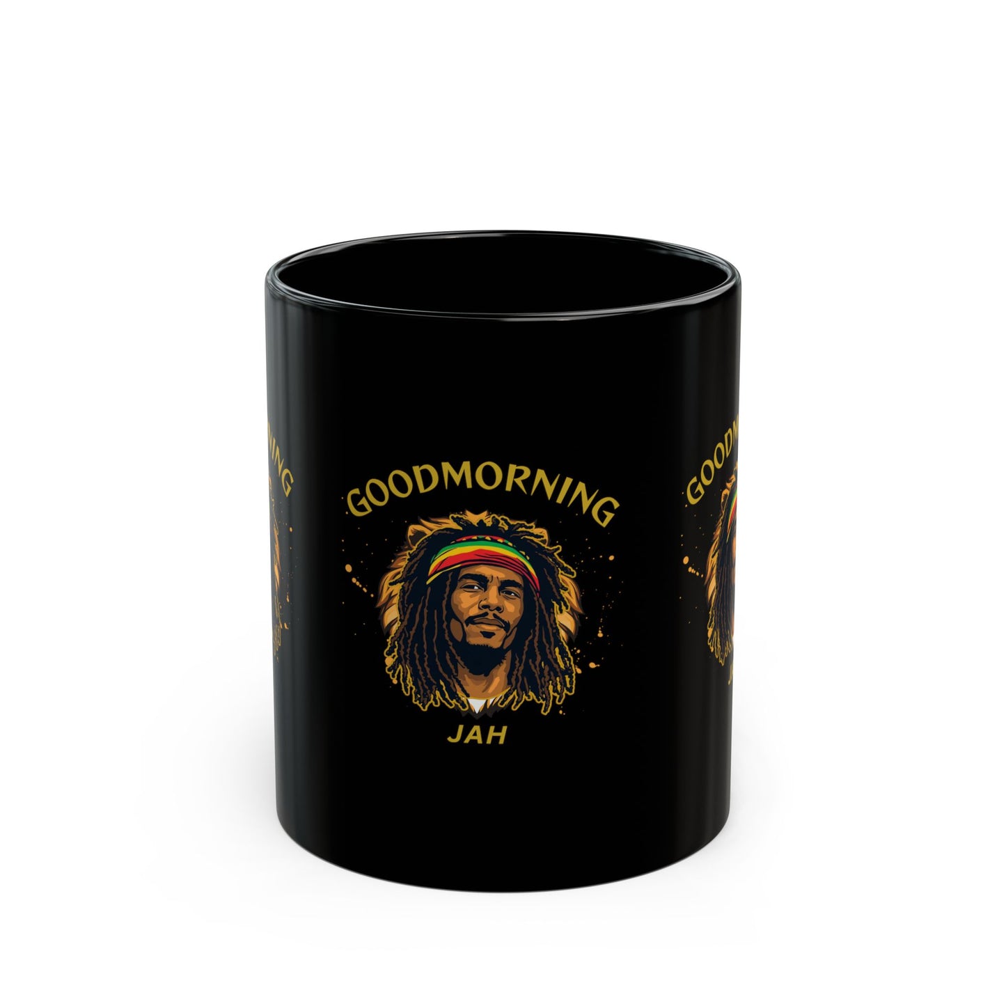 Good Morning Jah Black Mug — Reggae Rasta Coffee Cup